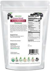 Acai Berry Powder Premium - Organic Freeze Dried back of the bag image Z Natural Foods 1 lb