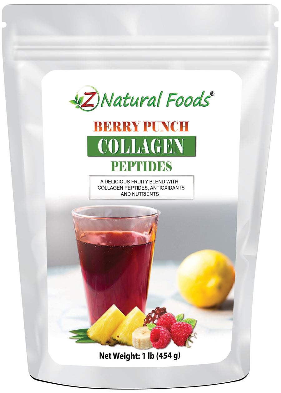 Photo of front of 1 lb bag of Berry Punch Collagen Peptides
