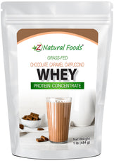 Chocolate Caramel Cappuccino Whey Concentrate front of the bag image 1 lb