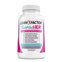 Close photo of bottle of EmpowHER - Ultimate Women's Health Formula Tonics Lean Factor 150 capsules per bottle