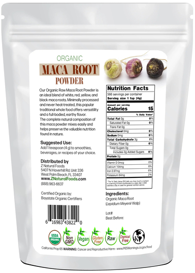 Maca Root Powder - Organic Raw back of the bag image 5 lb