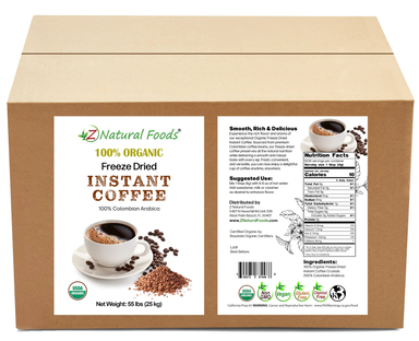 Organic Freeze Dried Instant Coffee Front and back label image for bulk