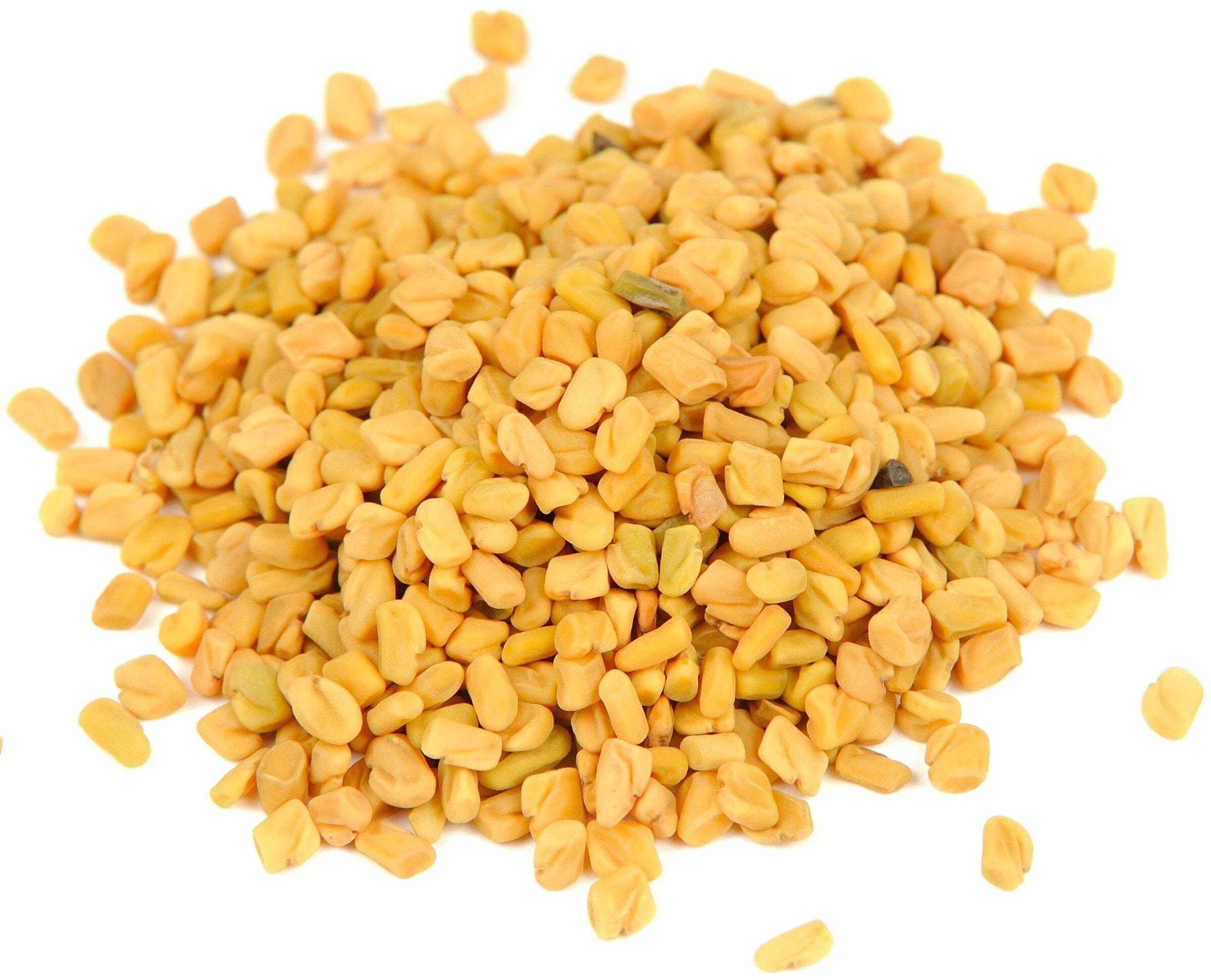 Image of multiple Fenugreek Seeds on white background