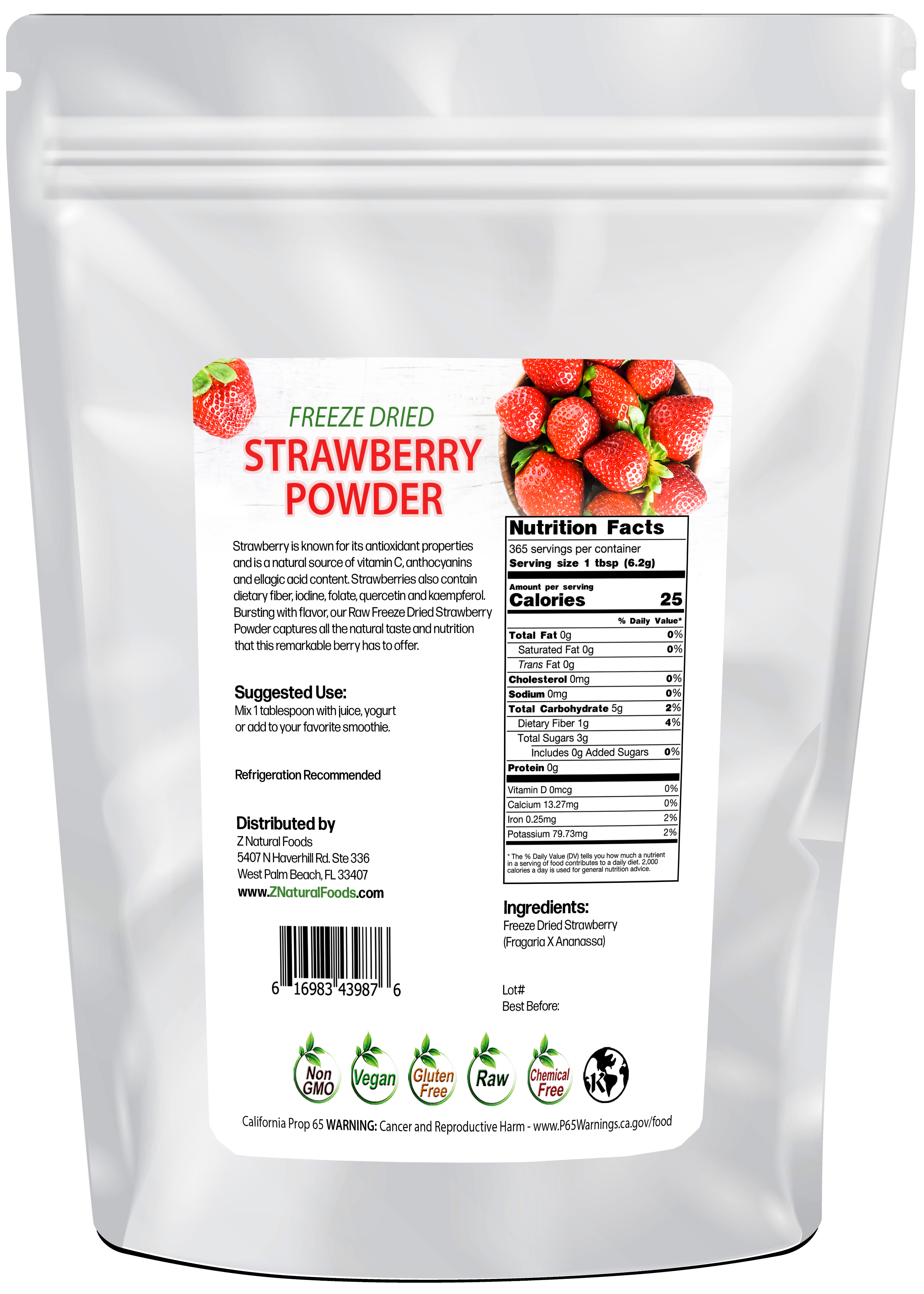 Strawberry Powder - Freeze Dried back of the bag image 5 lb