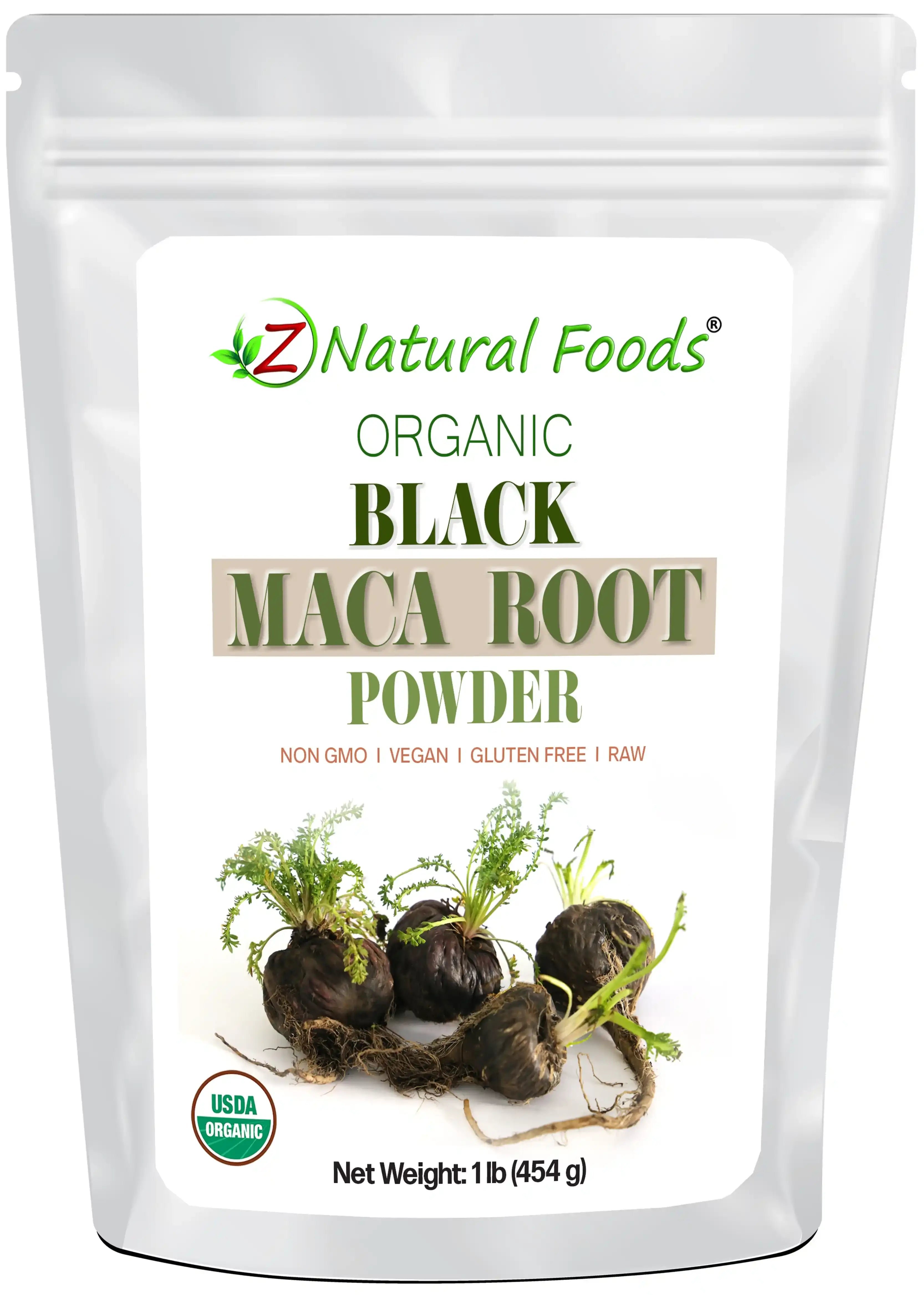 Photo of front of 1 lb bag of Maca Root Powder (Black) - Organic
