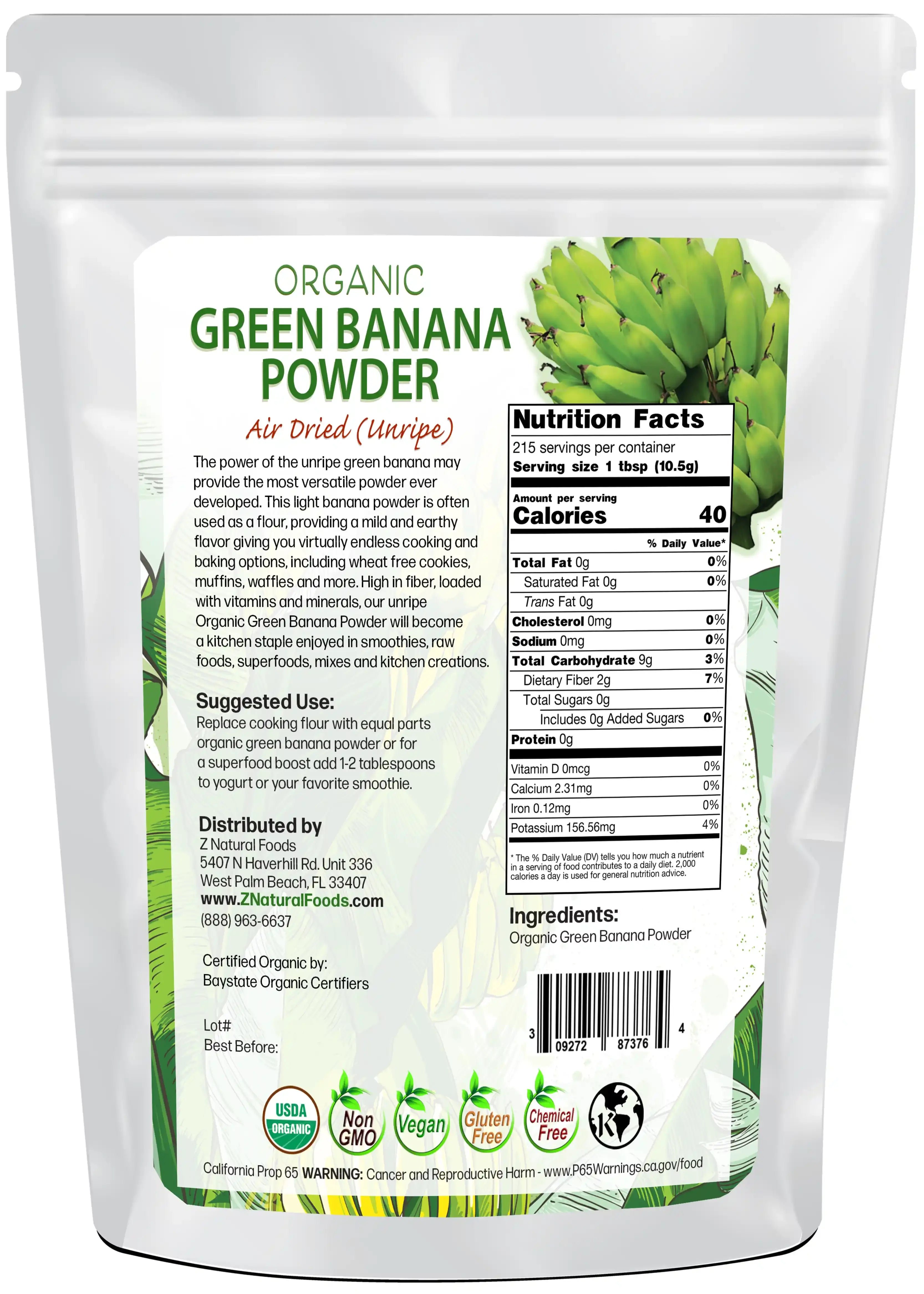 Green Banana Powder (Unripe) - Organic back of the bag image 5 lb