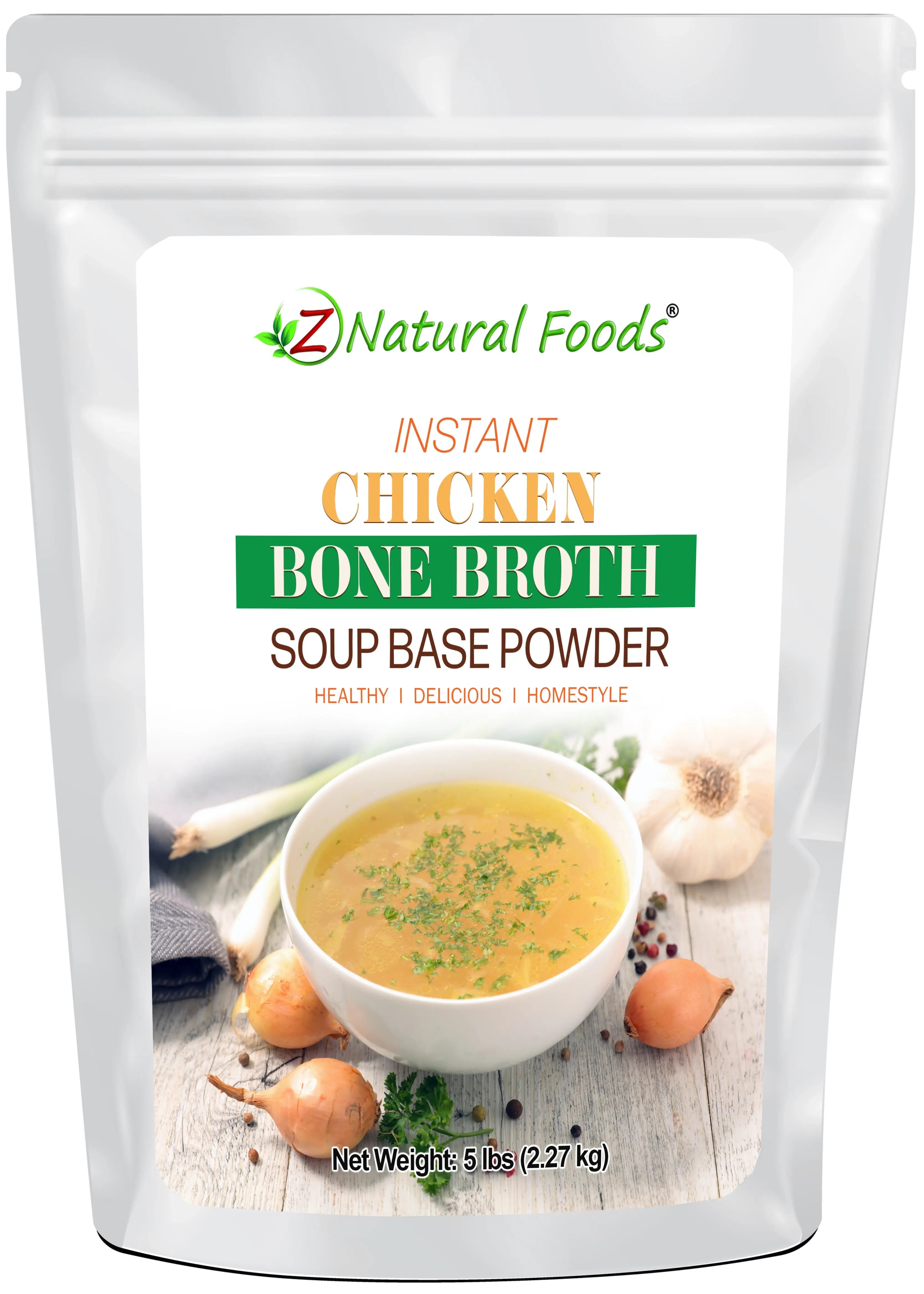 Instant Chicken Bone Broth Soup Base Powder front of the bag image 5 lb