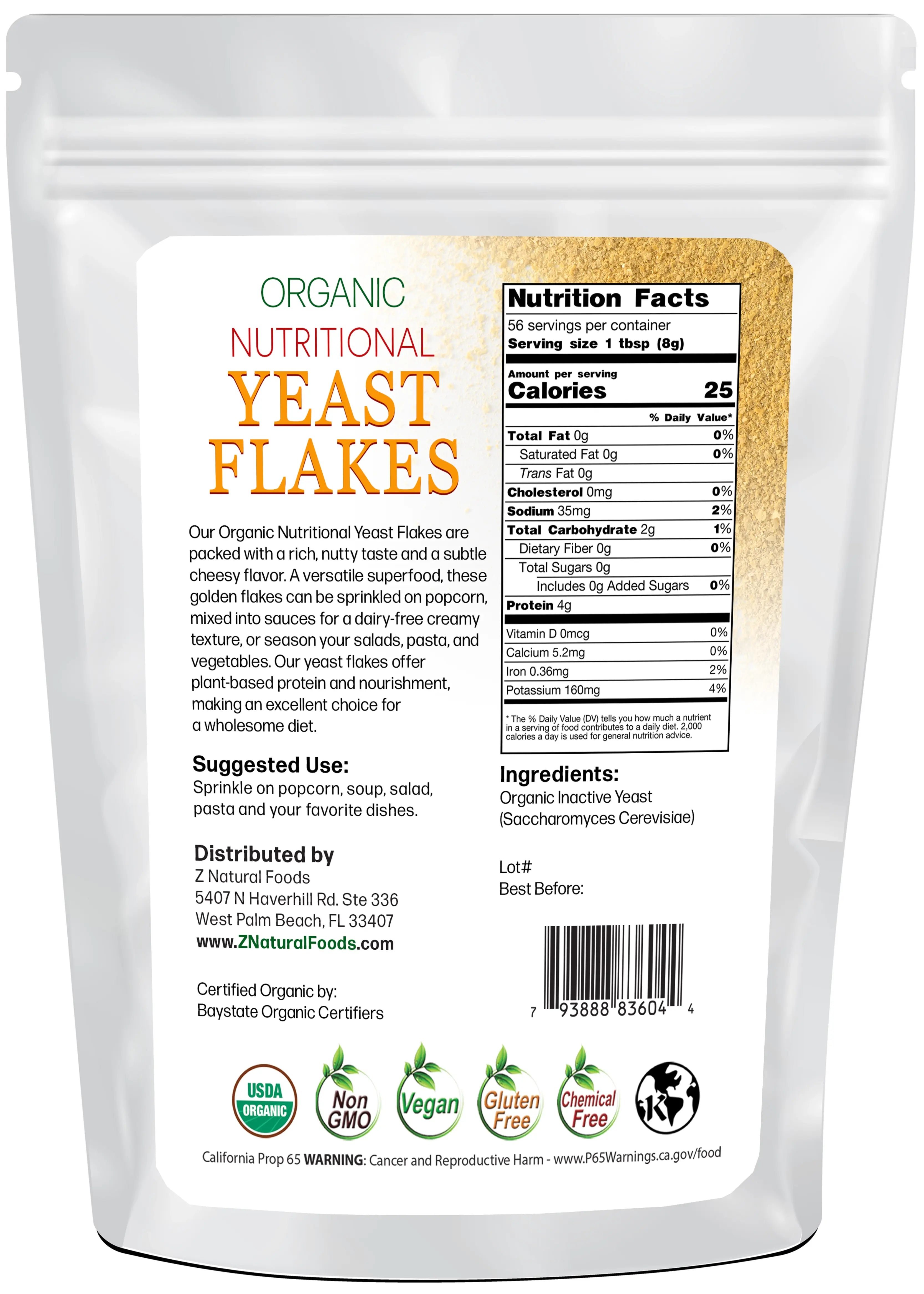 Back of the bag image of Organic Nutritional Yeast Flakes 1 lb
