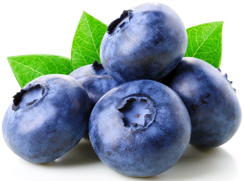 Image of Blueberries on white background.