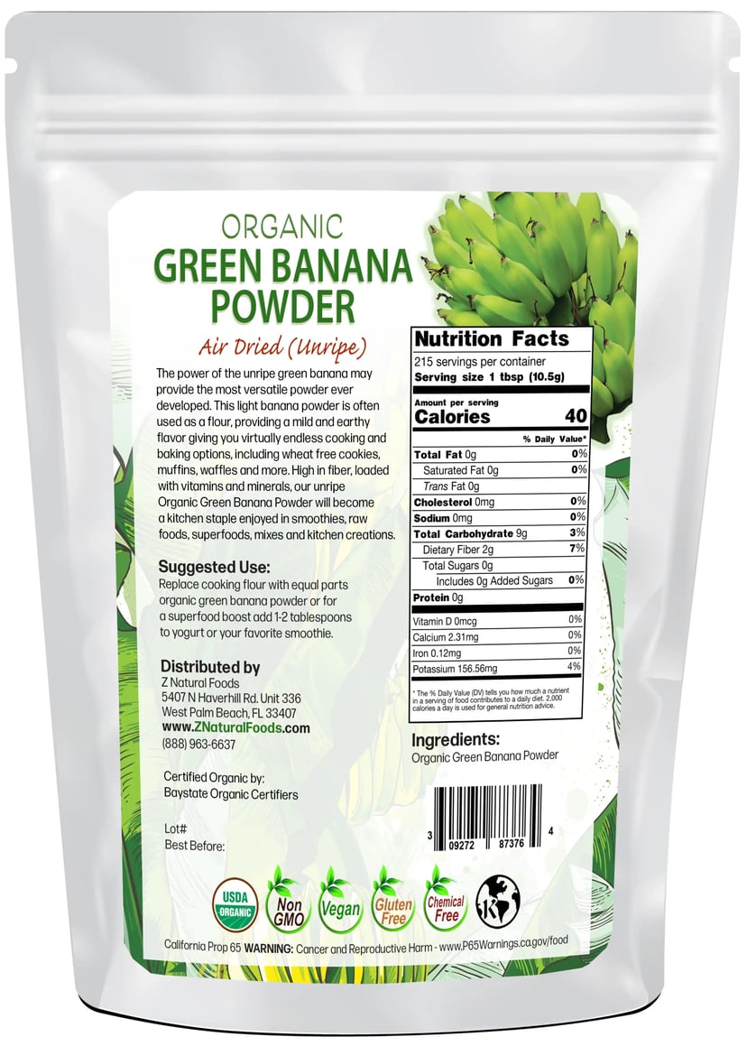 Green Banana Powder (Unripe) - Organic back of the bag image 5 lb