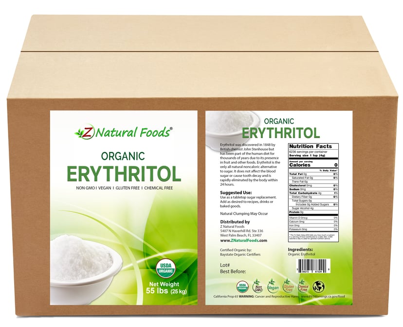 Photo of front and back label image of Erythritol - Organic in bulk