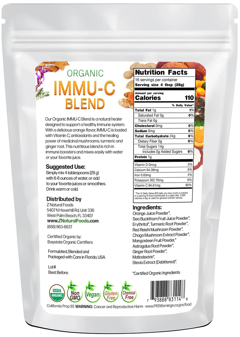 IMMU-C Blend - Organic back of the bag image 1 lb