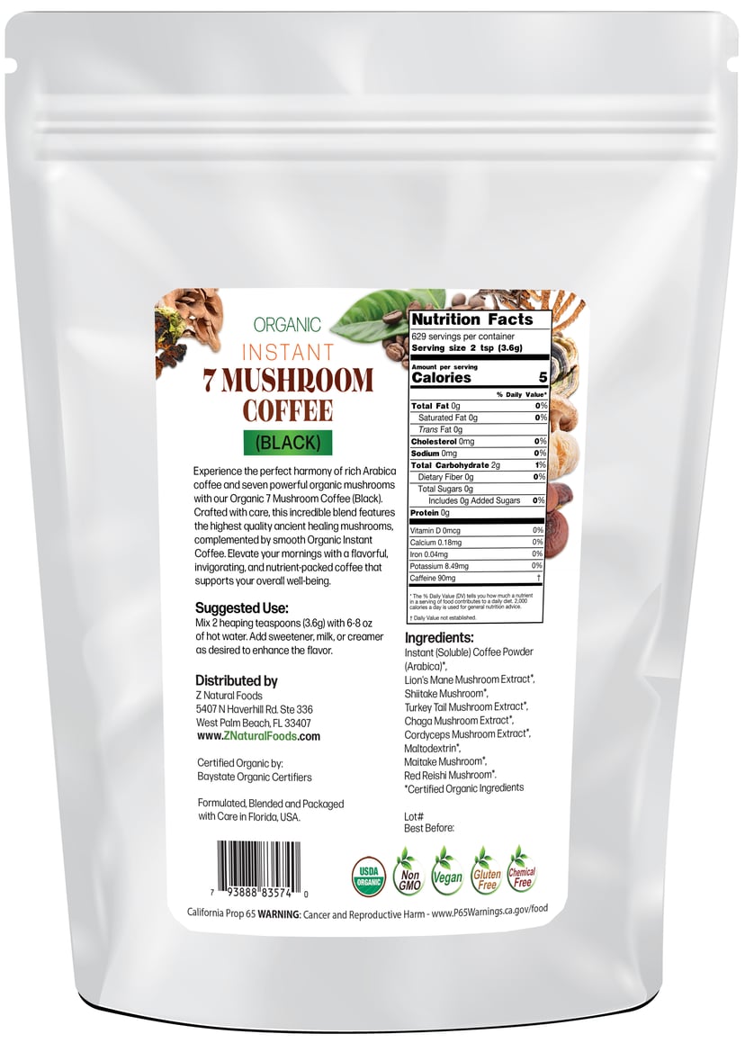 7 Mushroom Coffee | Organic Instant Coffee in Bulk | Z Natural Foods