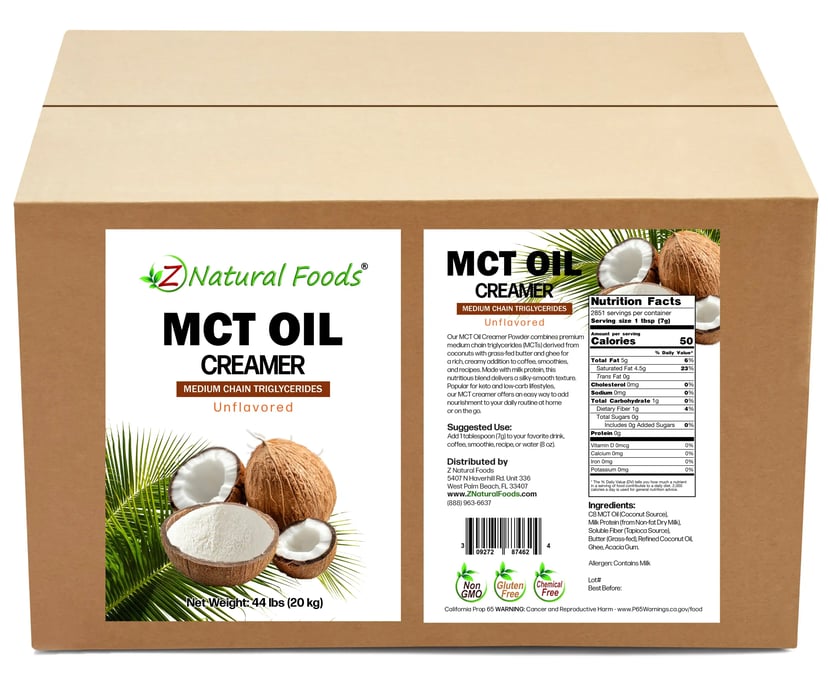 Front and back label image for MCT Oil Creamer in bulk
