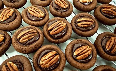 Buttery-Chocolate Thumbprint Cookies (with Organic Pecans and 100% Cacao)
