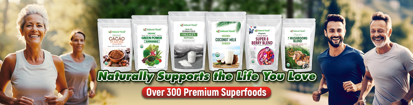 Banner showing older adults running. Naturally Support the Life You Love with over 300 Superfoods