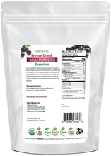 Acai Berry Powder Premium - Organic Freeze Dried back of the bag image Z Natural Foods 5 lbs