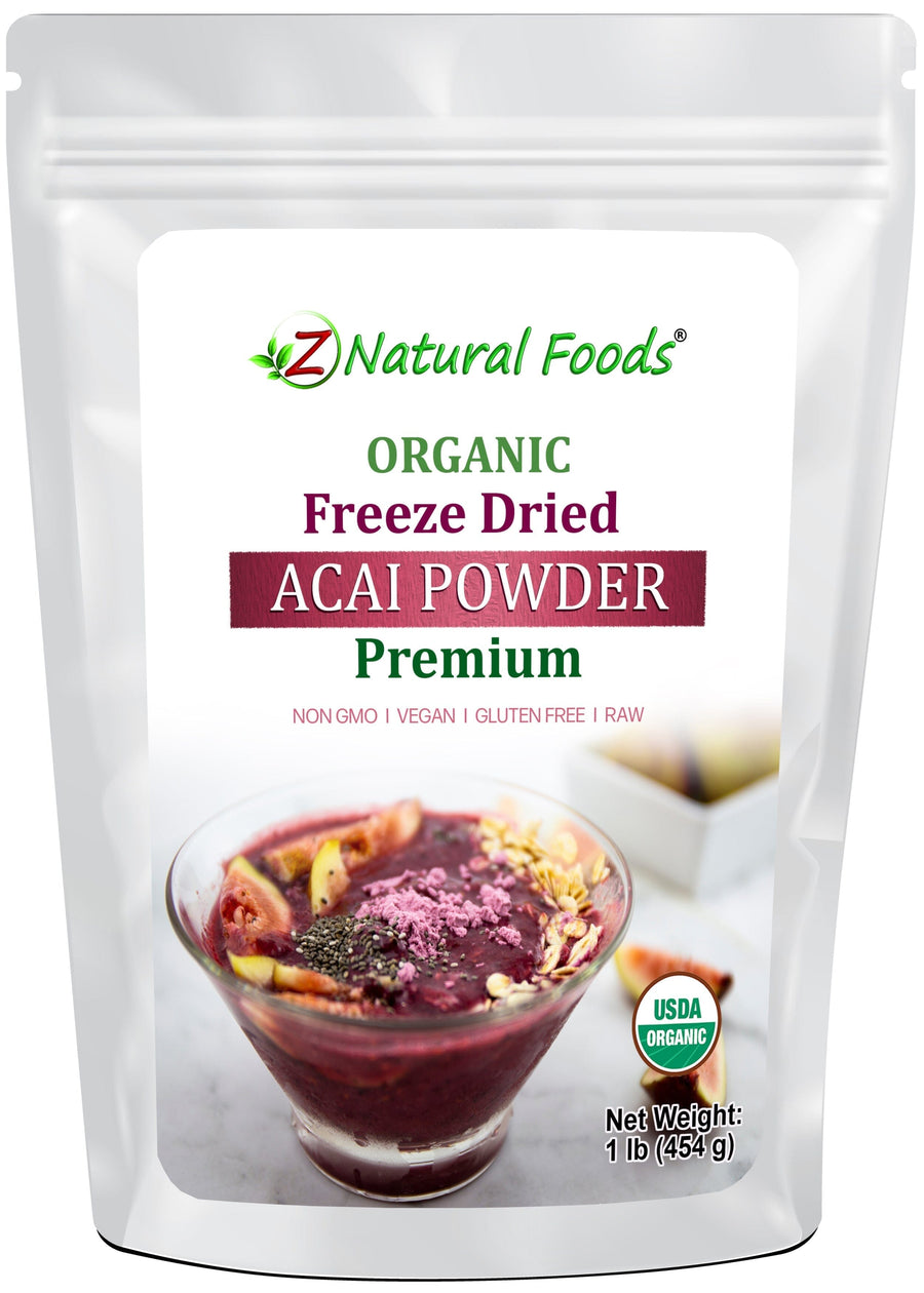 Acai Berry Powder Premium - Organic Freeze Dried front of the bag image Z Natural Foods 1 lb 