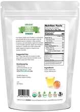 Photo of back of 1 lb bag of Apple Juice Powder - Organic Fruit Powders back of the bag image Z Natural Foods 