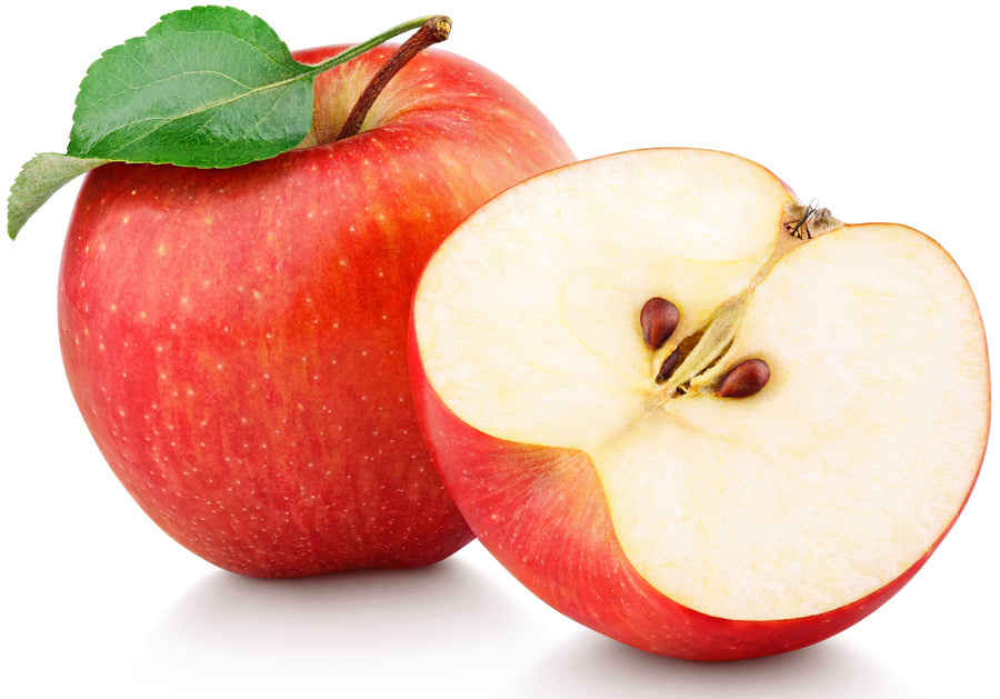 Image of red apple and a sliced apple