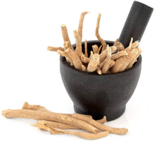 Image of multiple Ashwagandha Roots in a black bowl