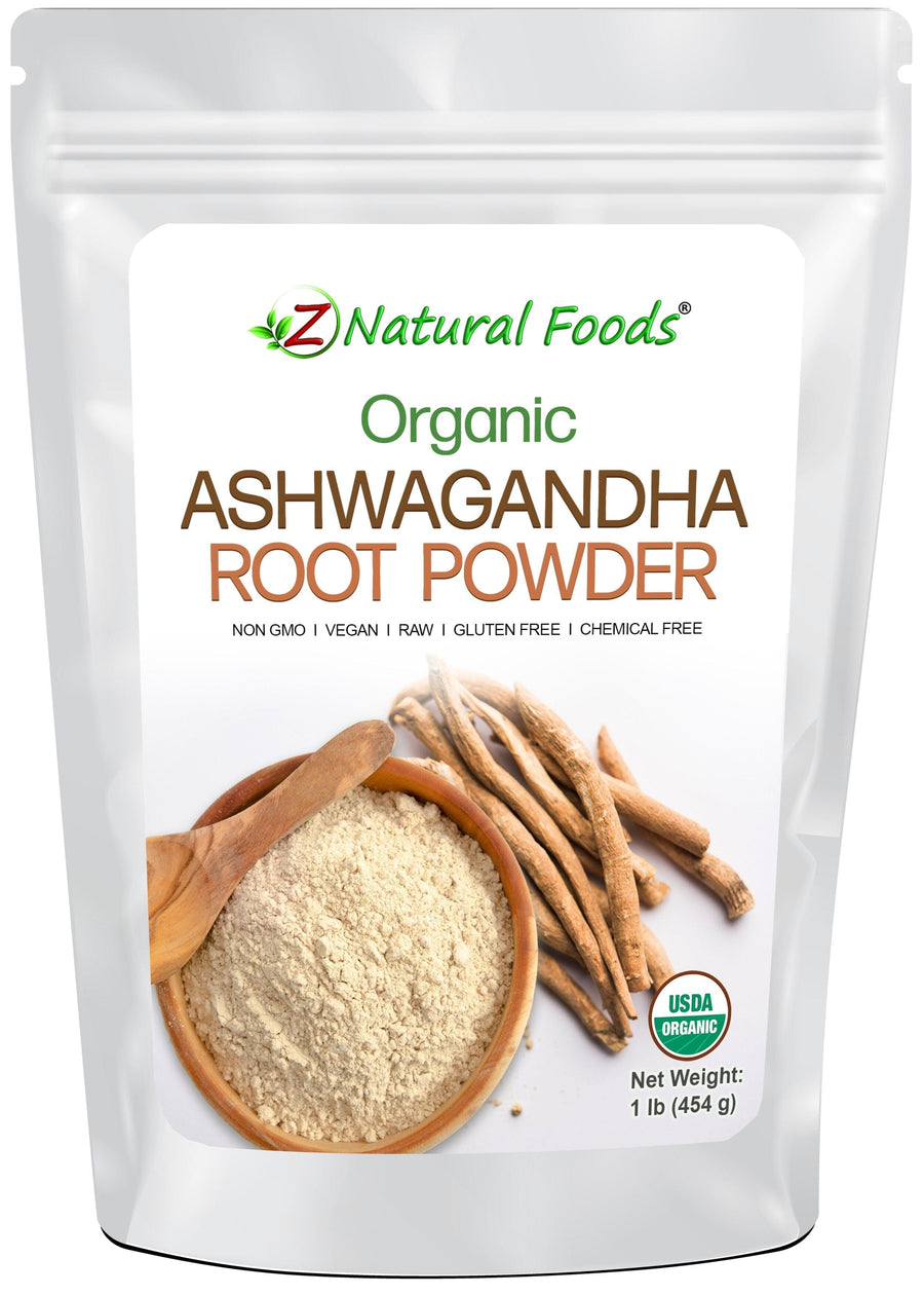 Ashwagandha Root Powder - Organic front of the bag image Z Natural Foods 1 lb 