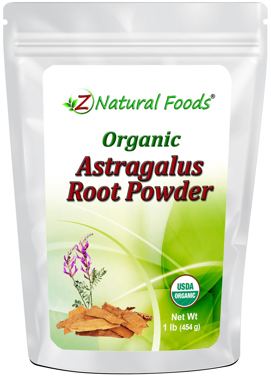 Astragalus Root Powder - Organic front of the bag image Z Natural Foods 1 lb 