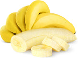 Image of peeled Banana in slices and whole yellow bananas.