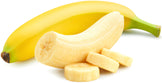 Image of peeled and sliced banana next to a whole unpeeled banana
