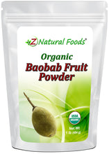 Photo of front of 1 lb bag of Baobab Fruit Powder - Organic front of bag image Z Natural Foods 