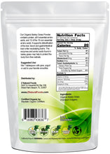 Back of bag image Barley Grass Powder - Organic Vegetable, Leaf & Grass Powders Z Natural Foods 