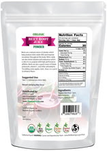 Beet Root Juice Powder - Organic back of bag image Z Natural Foods 