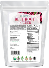 Beet Root Powder - Organic back of the bag image Z Natural Foods 
