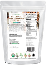 Bittersweet Chocolate Chips (70% Cacao) No Sugar Added - Organic back of bag image 1 lb