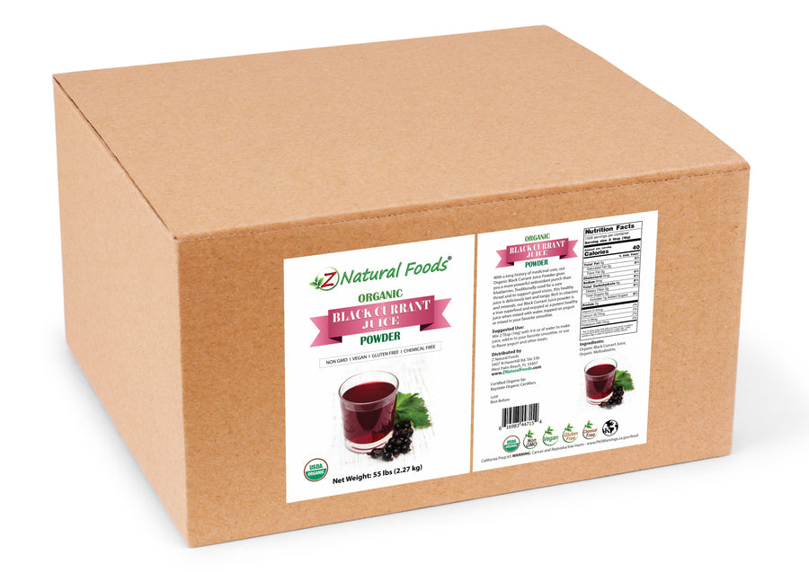 Photo of front and back label image of Black Currant Juice Powder - Organic bulk