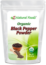 1 lb Black Pepper Powder - Organic front of bag image Z Natural Foods 