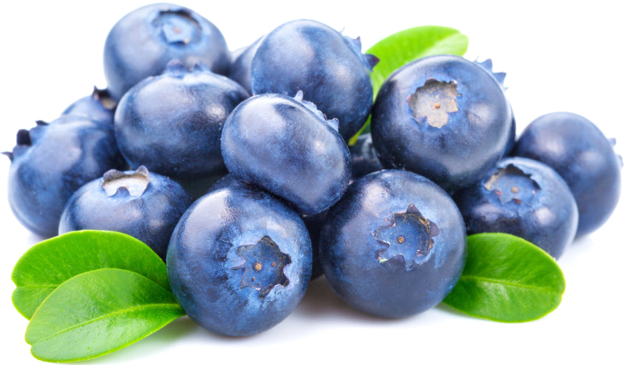 Image of a bunch of Blueberries and green leaves