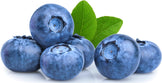 Image of six Blueberries on white background.
