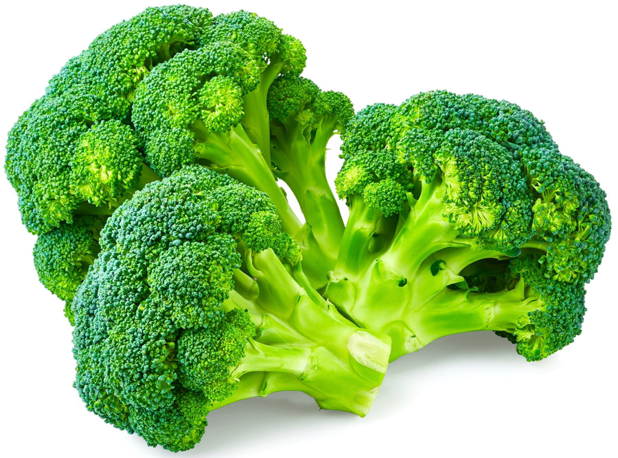 3 pieces of Broccoli on white background