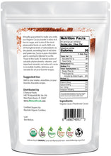 Cacao Powder - Extra Rich - Organic back of the bag image 1 lb