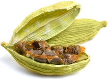Image of opened Cardamom Seed pod showing seeds inside.