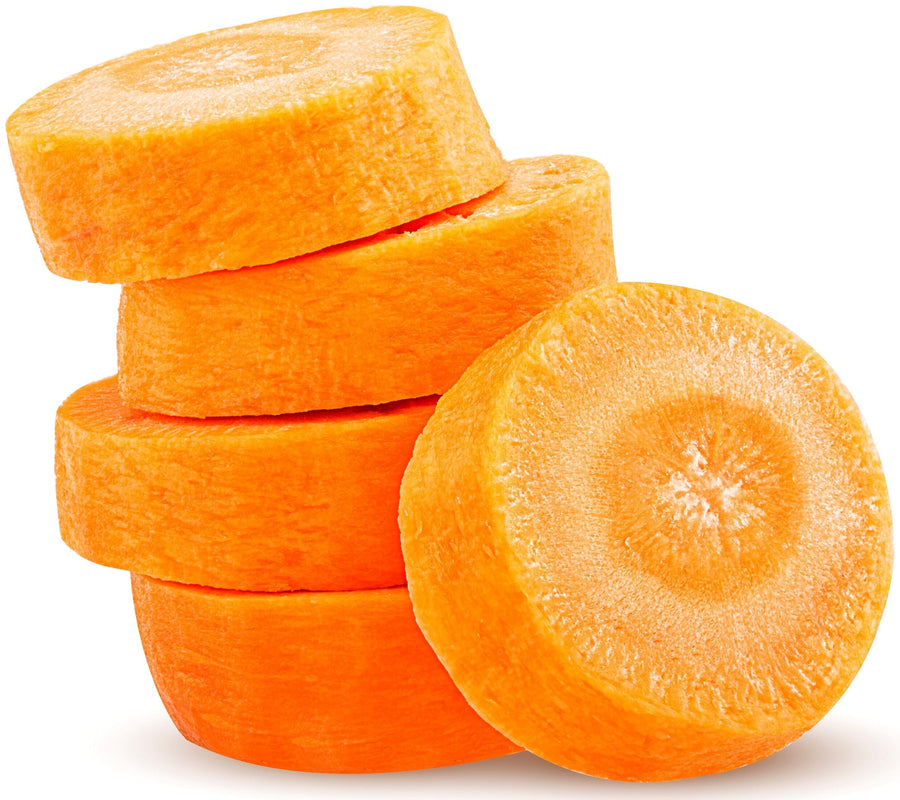 Image of a fresh bright orange carrot in slices