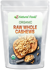 Cashews - Organic, Whole, Raw front of the bag image Z Natural Foods 2 lbs 