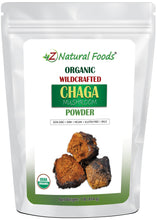 Photo of front of 1 lb bag of Chaga Mushroom Powder - Organic Wildcrafted front of the bag image Z Natural Foods 1 lb 