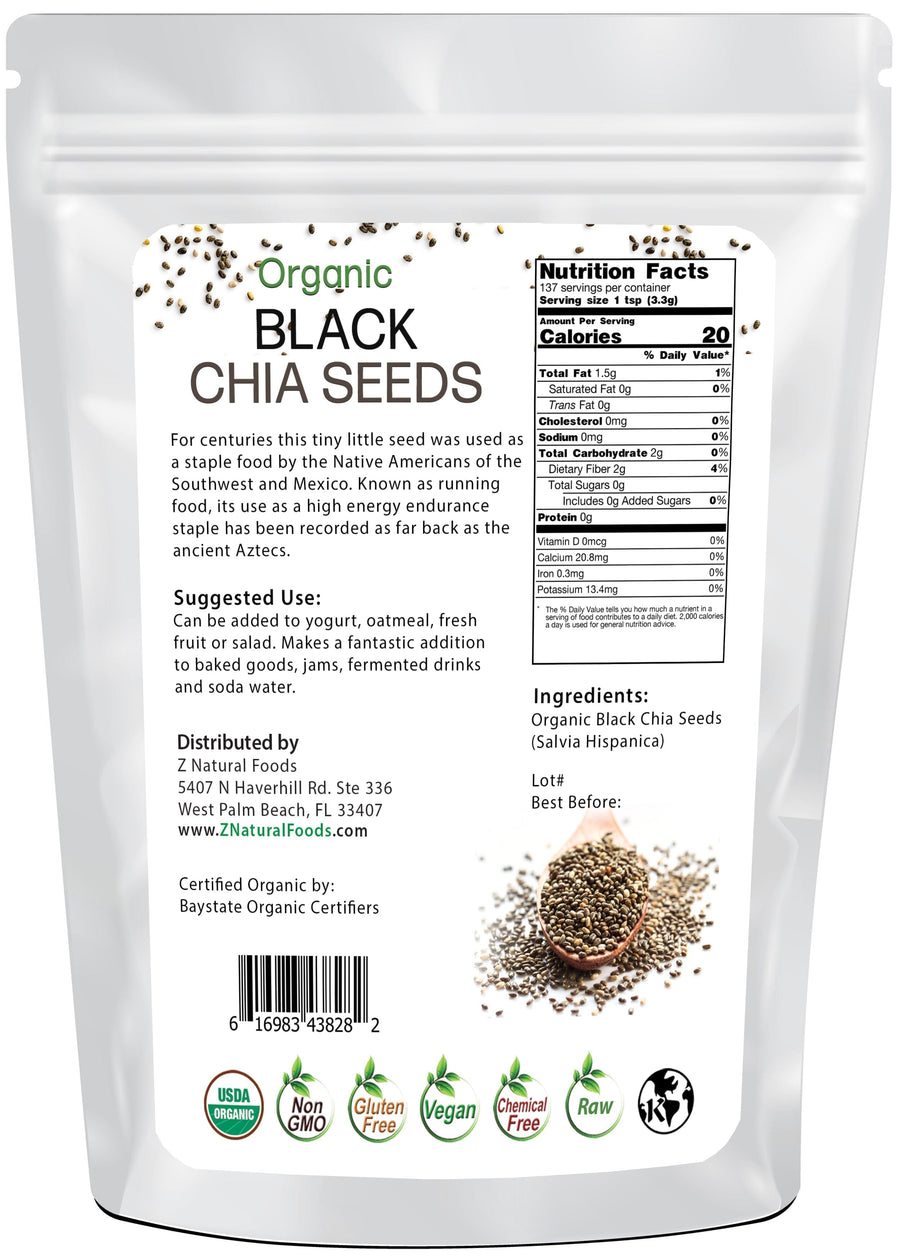 back bag image of Chia Seeds - Organic Black Nuts & Seeds Z Natural Foods 