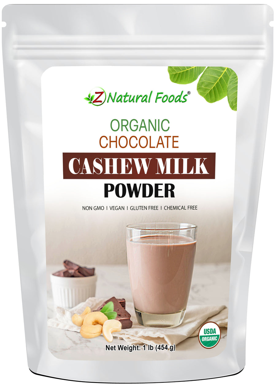 1 lb Chocolate Cashew Milk Powder - Organic front of the bag image Z Natural Foods 