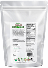 Chocolate Vegan Protein - Organic back of the bag image Z Natural Foods 5 lb