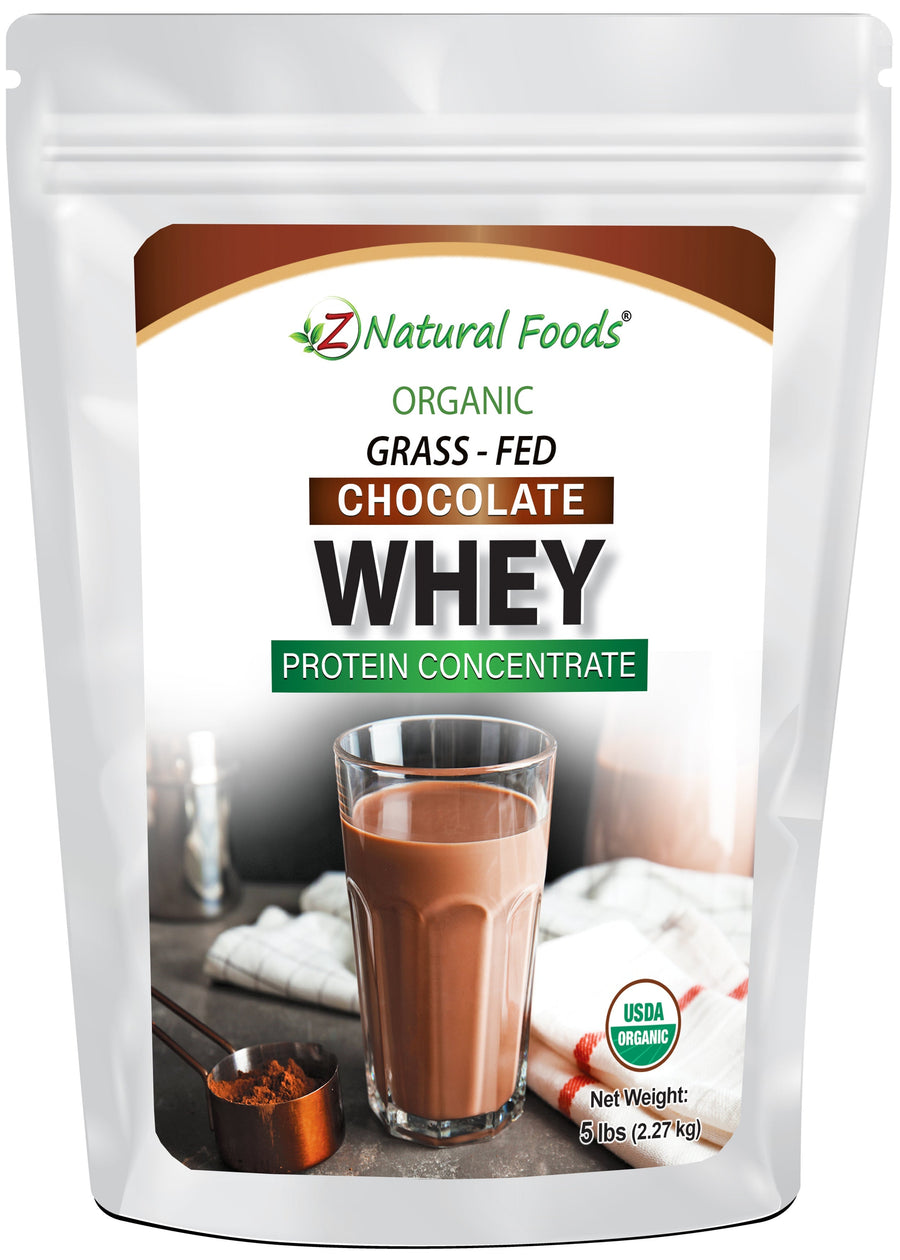 Front of the 1 lb bag of Chocolate Whey Protein Concentrate  - Organic