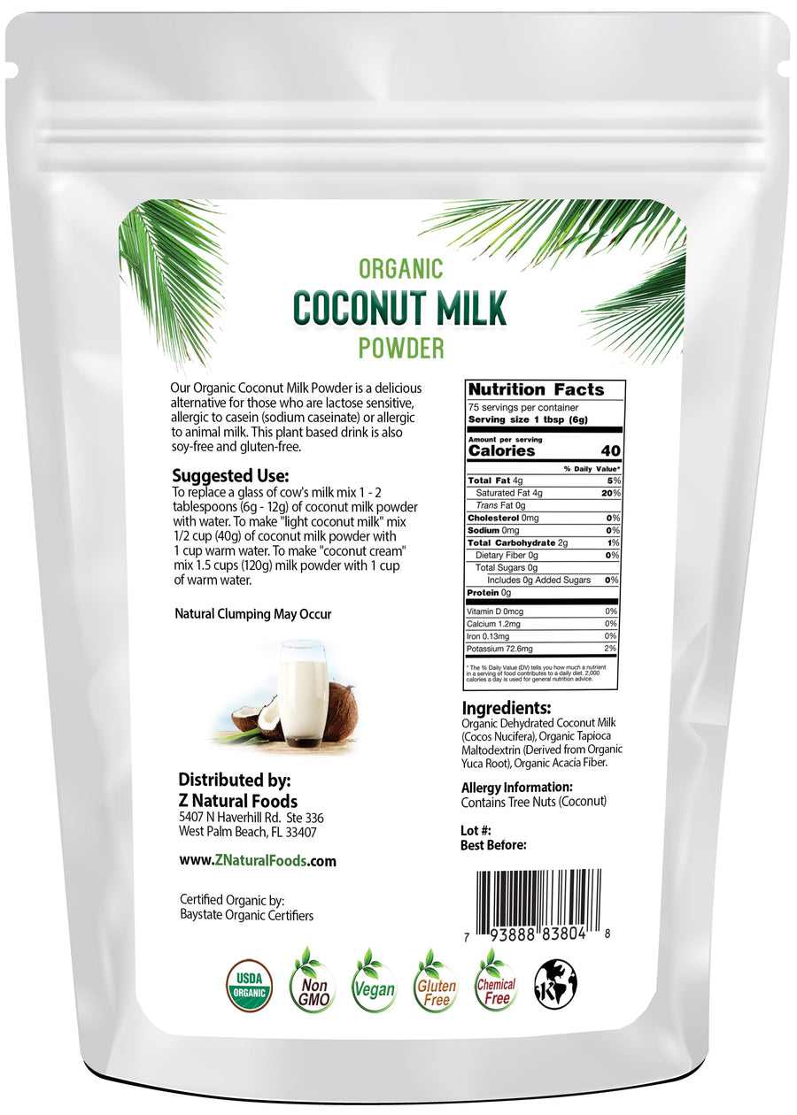Back of the bag image of Coconut Milk Powder - Organic 1 lb