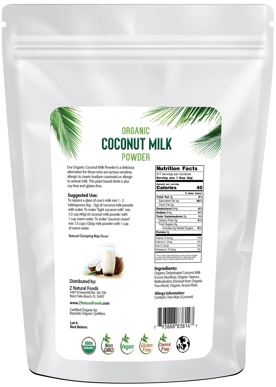 Back of the bag image of Coconut Milk Powder - Organic 5 lb